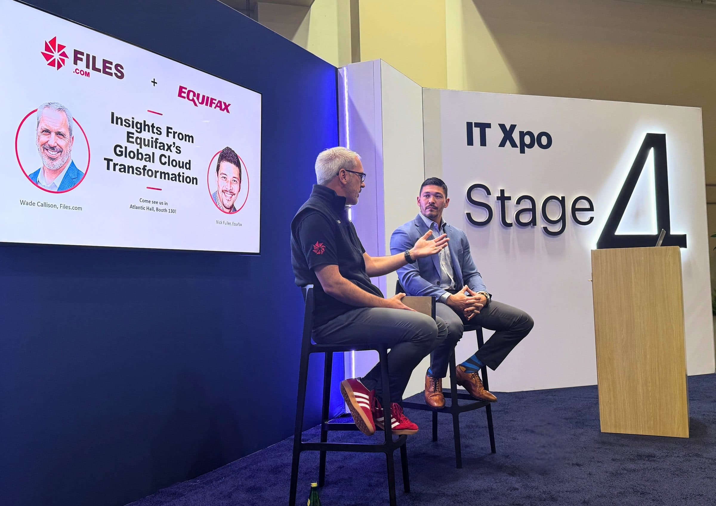 Files.com on the IT Xpo stage at Gartner IT Symposium with Equifax