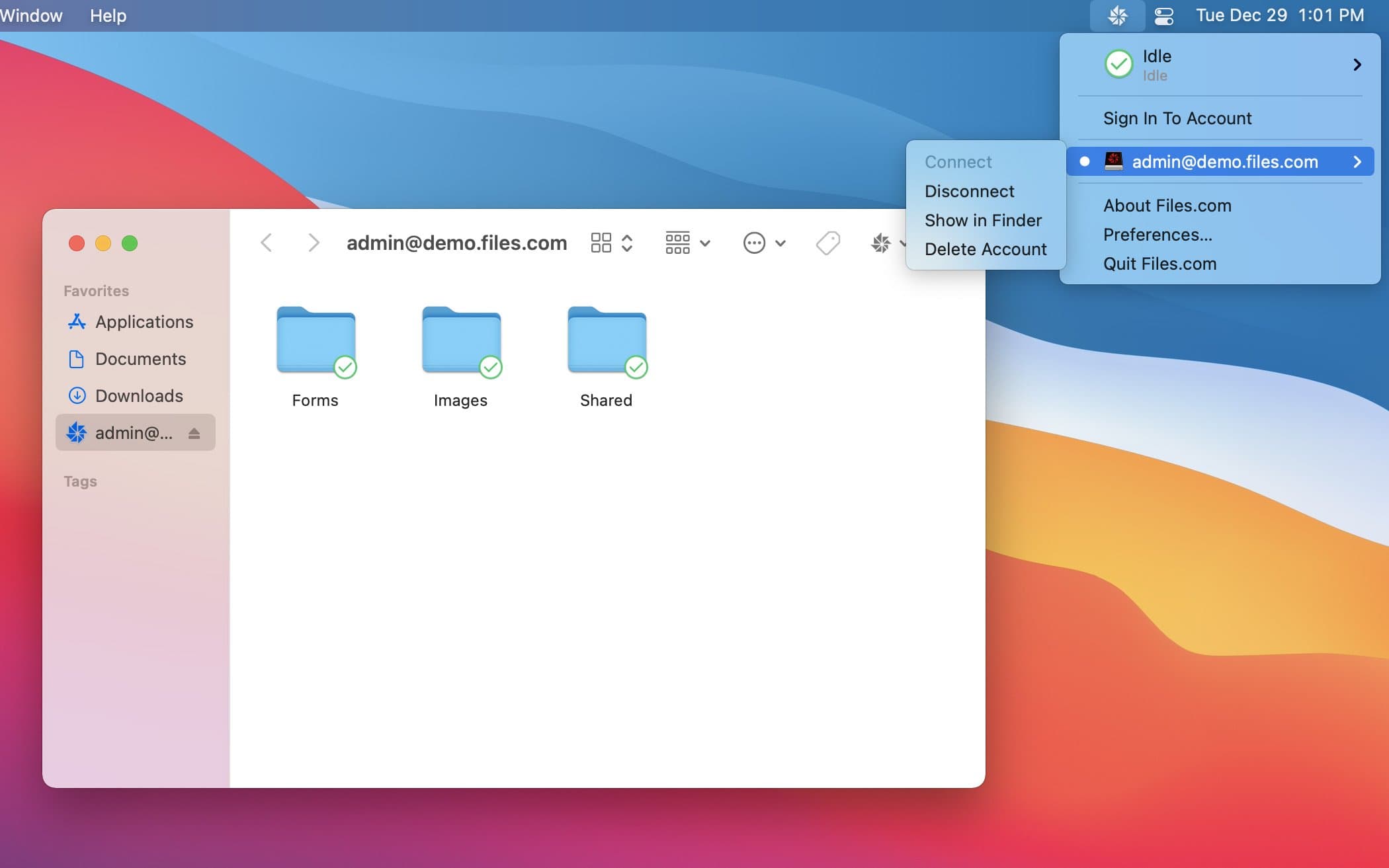 The Files.com Desktop App running on a desktop computer