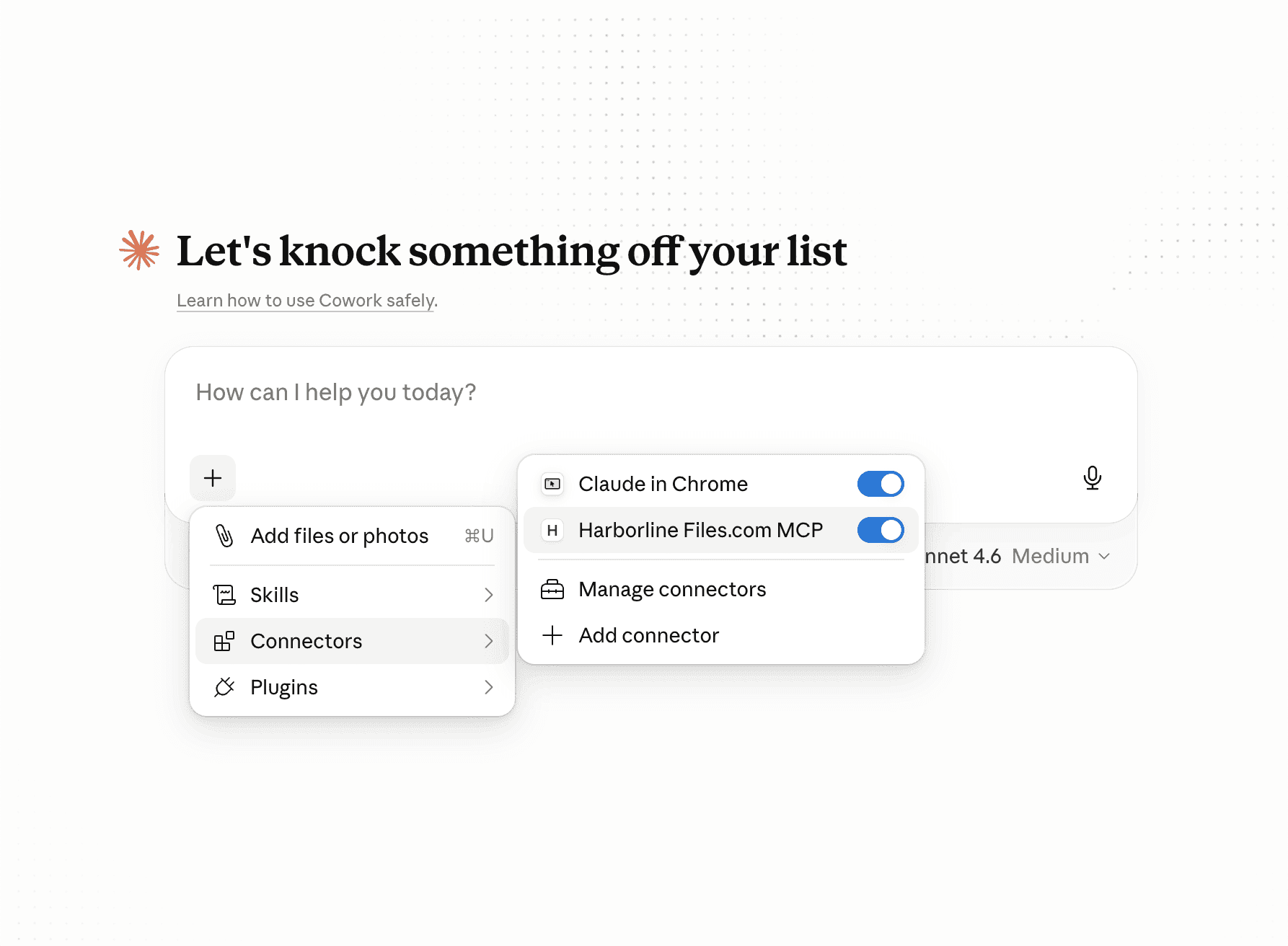 An MCP client connected to Files.com: the AI calling Files.com tools to list, move, and manage files against a live site through the Model Context Protocol